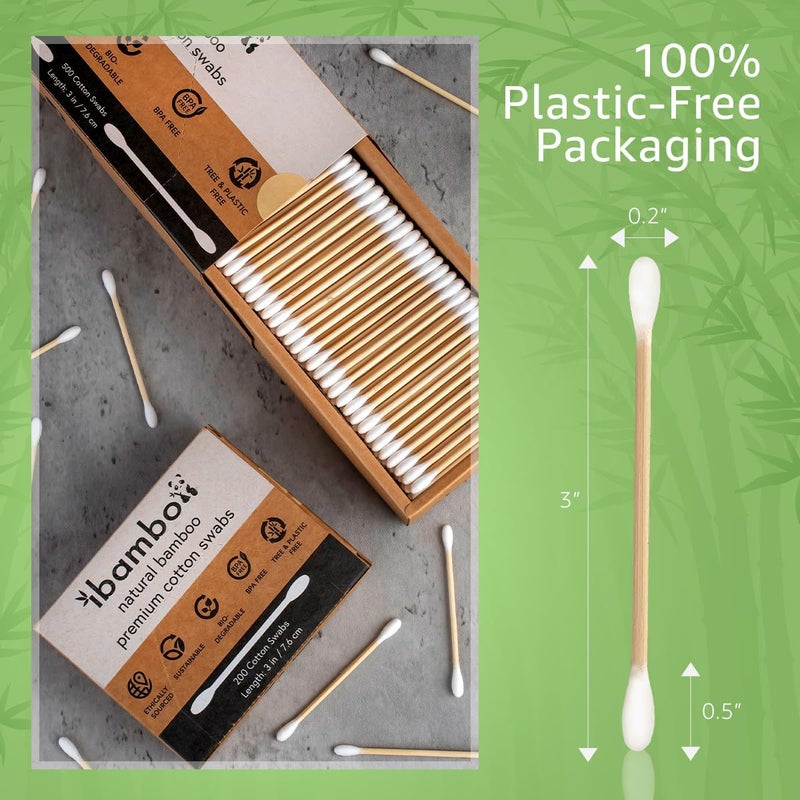 ibambo Jenvita 100% Bamboo Cotton Swabs (1000-Pack) | Double Tipped Organic Cotton Swabs for Ears | Biodegradable Beauty & Personal Care Items | FSC Certified & Hypoallergenic | For All Ages & Pets - Image 4
